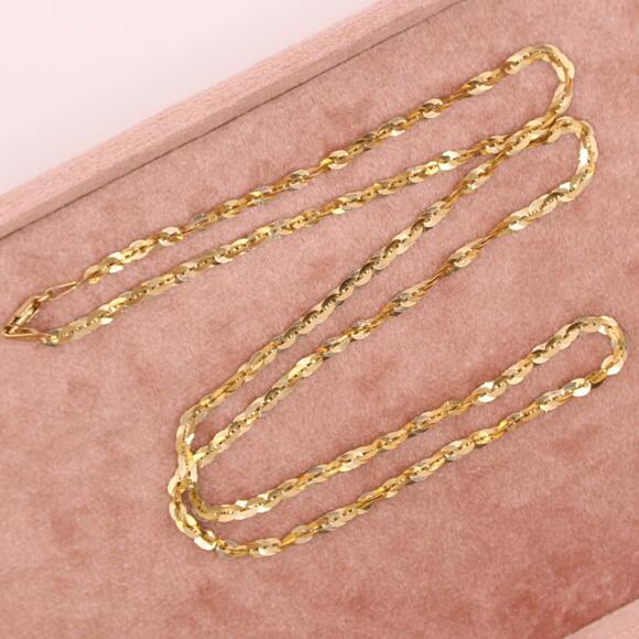 Ralph Lauren 14kt Yellow Gold Twisted Fancy Sequin Chain Link Necklace 22